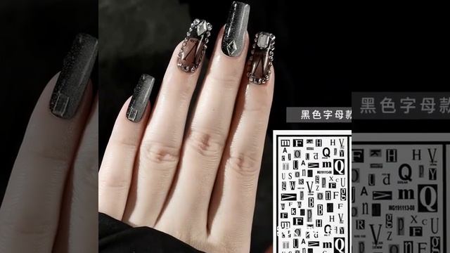Новинка, 3d наклейка для ногтей с черной надписью, самоклеящаяся ногтей, декоративный аксессуар смотреть онлайн