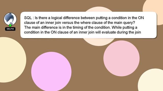 SQL : Is there a logical difference between putting a condition in the ON clause of an inner join v смотреть онлайн