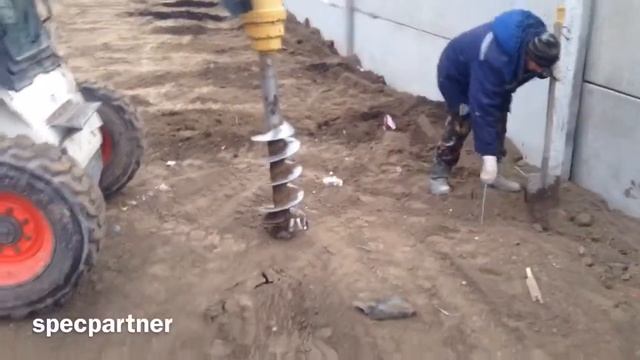 Бурение лунок под забор, диаметр 300 мм, BobCat S300. Спецпартнер.рф смотреть онлайн