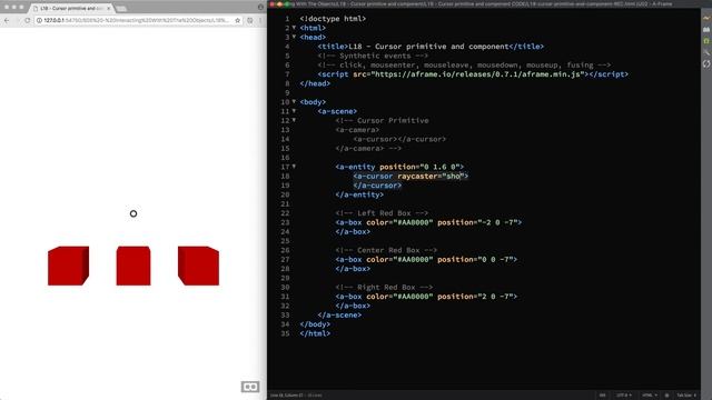 Cursor Primitive And Cursor Component (A-Frame Tutorial - WebVR) смотреть онлайн