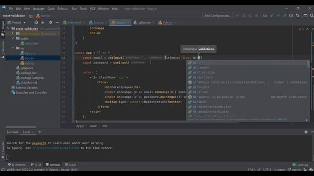 Кастомные\самодельные хуки React JS. Валидация смотреть онлайн