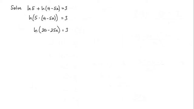 How to solve ln(5) + ln(4-5x) = 3 смотреть онлайн