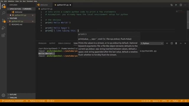 Learn Python - Simple Print Statements смотреть онлайн