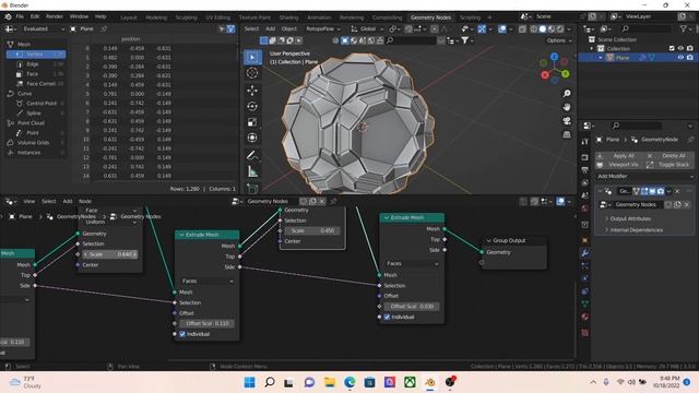 Extrude Mesh (Geometry Node) Blender 3.3 смотреть онлайн
