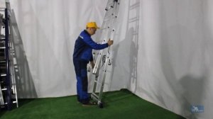 Лестница Алюмет 3х8 трехсекционная алюминиевая, 8 ступеней, 3 лестничных полотна