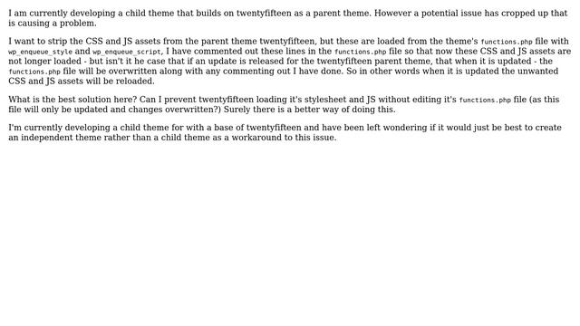 Wordpress: Removing parent theme CSS without editing parent theme смотреть онлайн