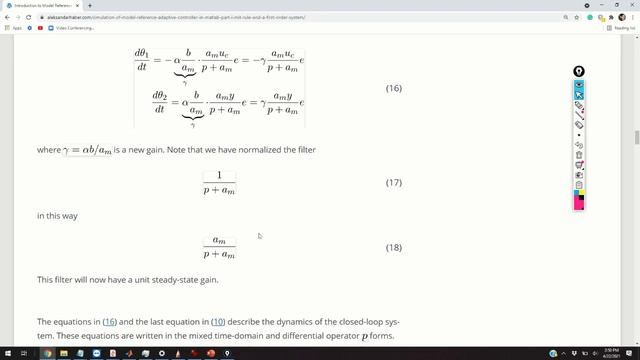 Introduction to Model Reference Adaptive Control with MATLAB Simulations: MIT Rule Implementation смотреть онлайн