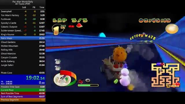 Pac-Man World Rally - All Tracks (PSP) Speedrun in: 43:16.79 смотреть онлайн