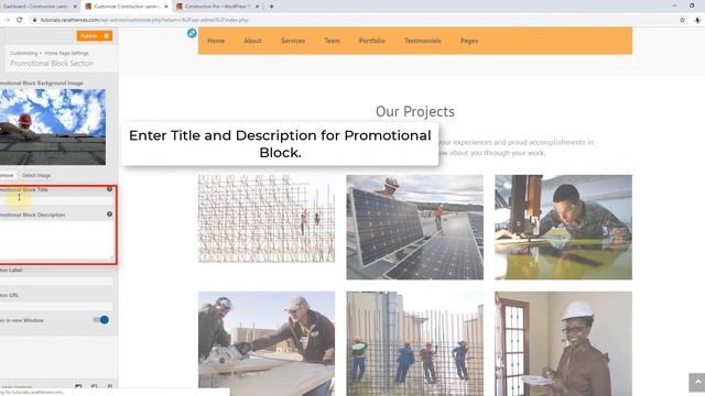 How to Configure Promotional Block Section | Construction Landing Page Pro WordPress Theme смотреть онлайн