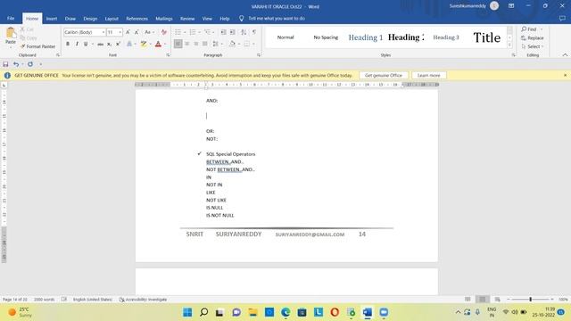 VARAHI IT Oracle SQL Operators смотреть онлайн