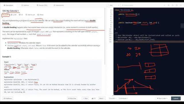 My Calendar I LeetCode 729 | Code + Explanation | Brute Force and Tree Set | Learn Overflow смотреть онлайн