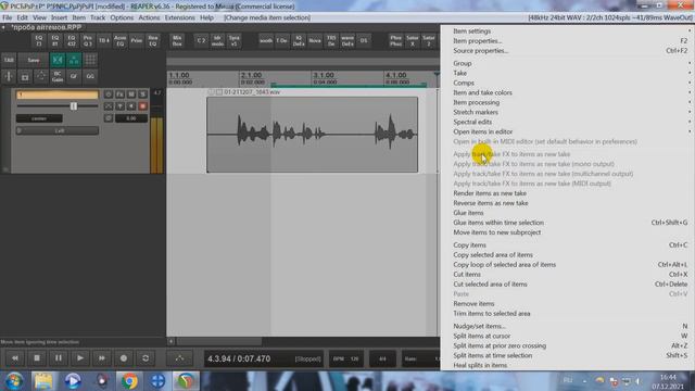 Параллельные айтемы в рипере (Recording Item In Reaper)