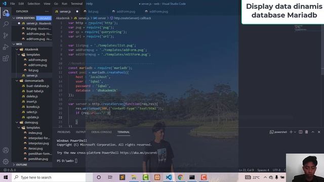 46.CRUD Display data dinamis dari database mariaDB dengan Node.js смотреть онлайн