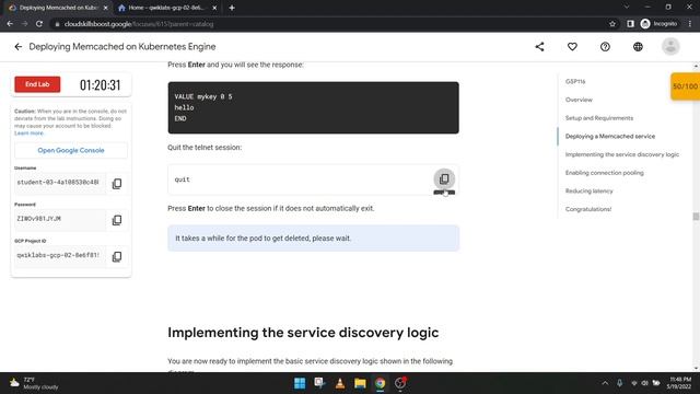 Deploying Memcached on Kubernetes Engine Google Cloud Ready Facilitator program 2022 смотреть онлайн