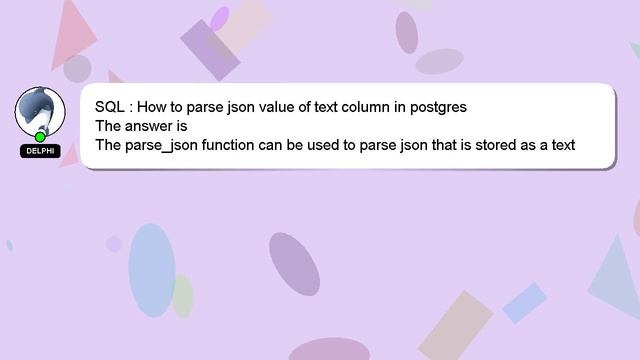 SQL : How to parse json value of text column in postgres смотреть онлайн