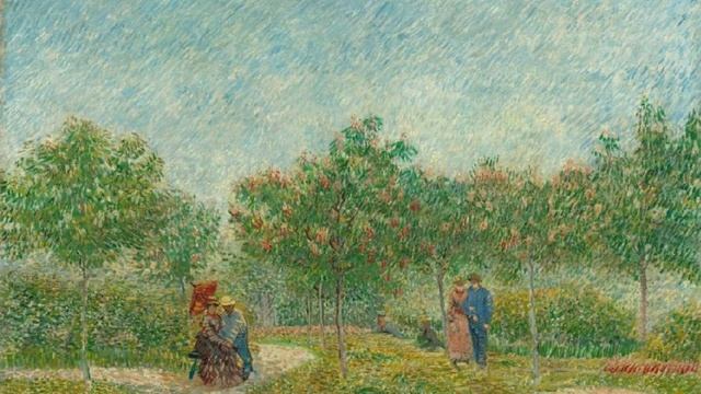 Vintage paintings -Garden with Courting Couples Vincent Van Gogh || HD wallpaper for TV, Monitor et смотреть онлайн