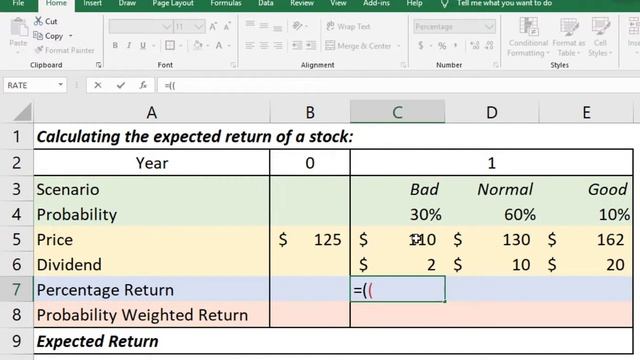 Calculating Expected Return Of A Stock In Excel
