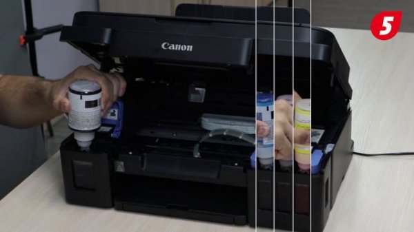 МФУ Canon PIXMA G3411 первая заправка, тестируем печать