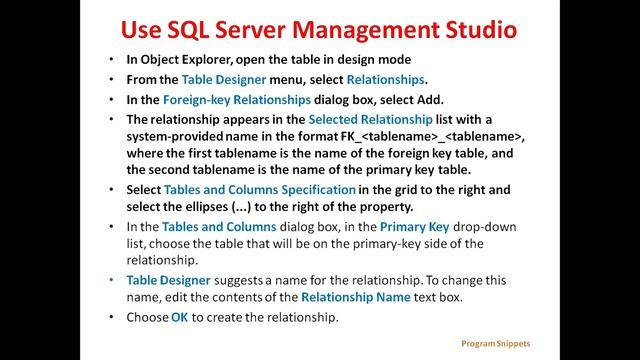Foreign Key constraint In MS-SQL Server смотреть онлайн