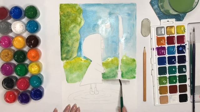 Алфавит в рисунках. Буква Я. Прогулка под дождём. Учим буквы рисуя. Акварель и гуашь. смотреть онлайн