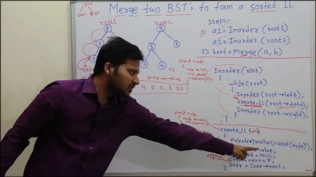Merge two Binary Search Trees(BST) to form a Sorted Linked List смотреть онлайн