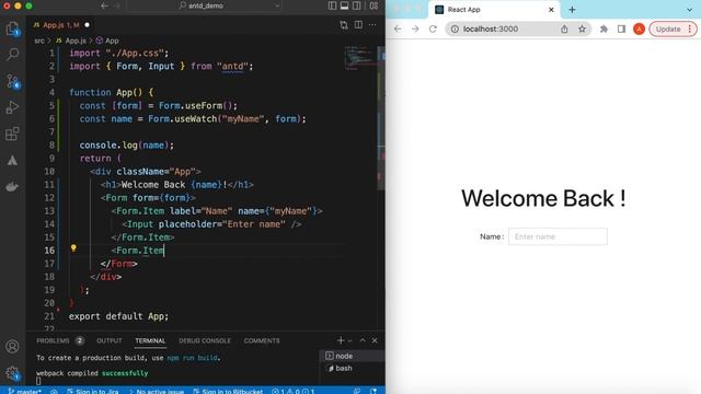How to Capture User Input Using Ant Design Form useWatch Hook in ReactJS | useWatch Form Hook смотреть онлайн
