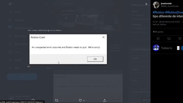 ¡ROBLOX NO FUNCIONA Y SALE ESTE ERROR (ROBLOX CRASH) AL ENTRAR!?🚨 #RobloxDown смотреть онлайн