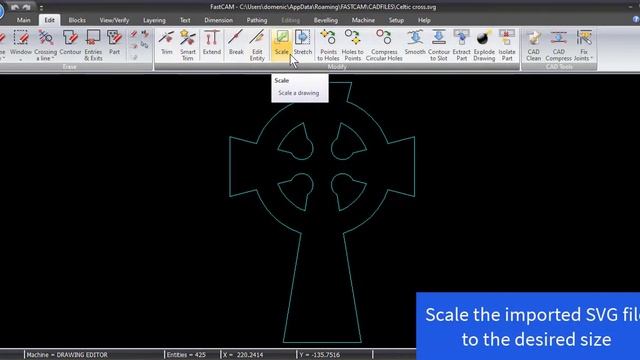 Convert SVG files to DXF using the FastCAM® Drawing Editor смотреть онлайн
