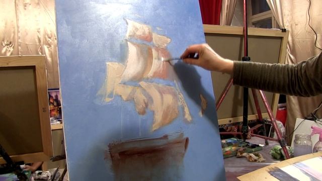 парусник в бухте. как нарисовать корабль А.Южаков а17