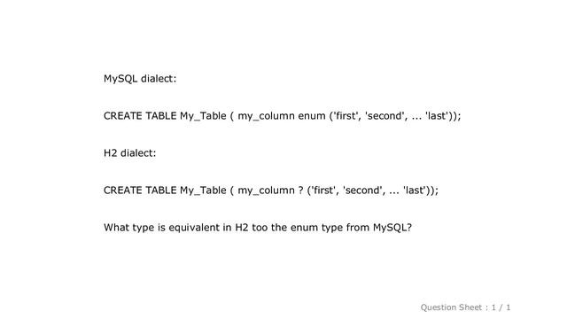 MySQL : How to replace enum type in H2 database? смотреть онлайн