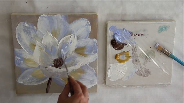 How to draw easy flowers painting / Demonstration /Acrylic Technique on canvas by Julia Kotenko смотреть онлайн