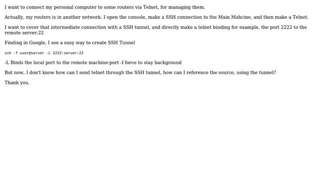 Send Telnet command inside a SSH Tunnel смотреть онлайн