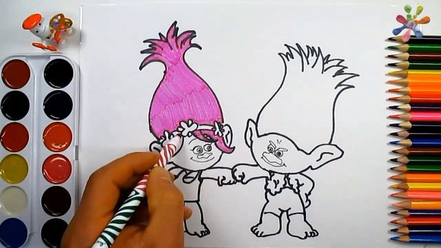 Тролли//Раскраски для детей//Учим цвета и рисовать//Trolls//Coloring Books For Children