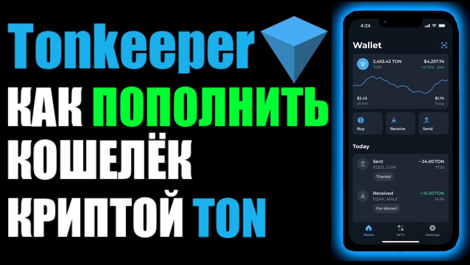 TonKeeper как пополнить кошелёк монетой TON coin ? смотреть онлайн
