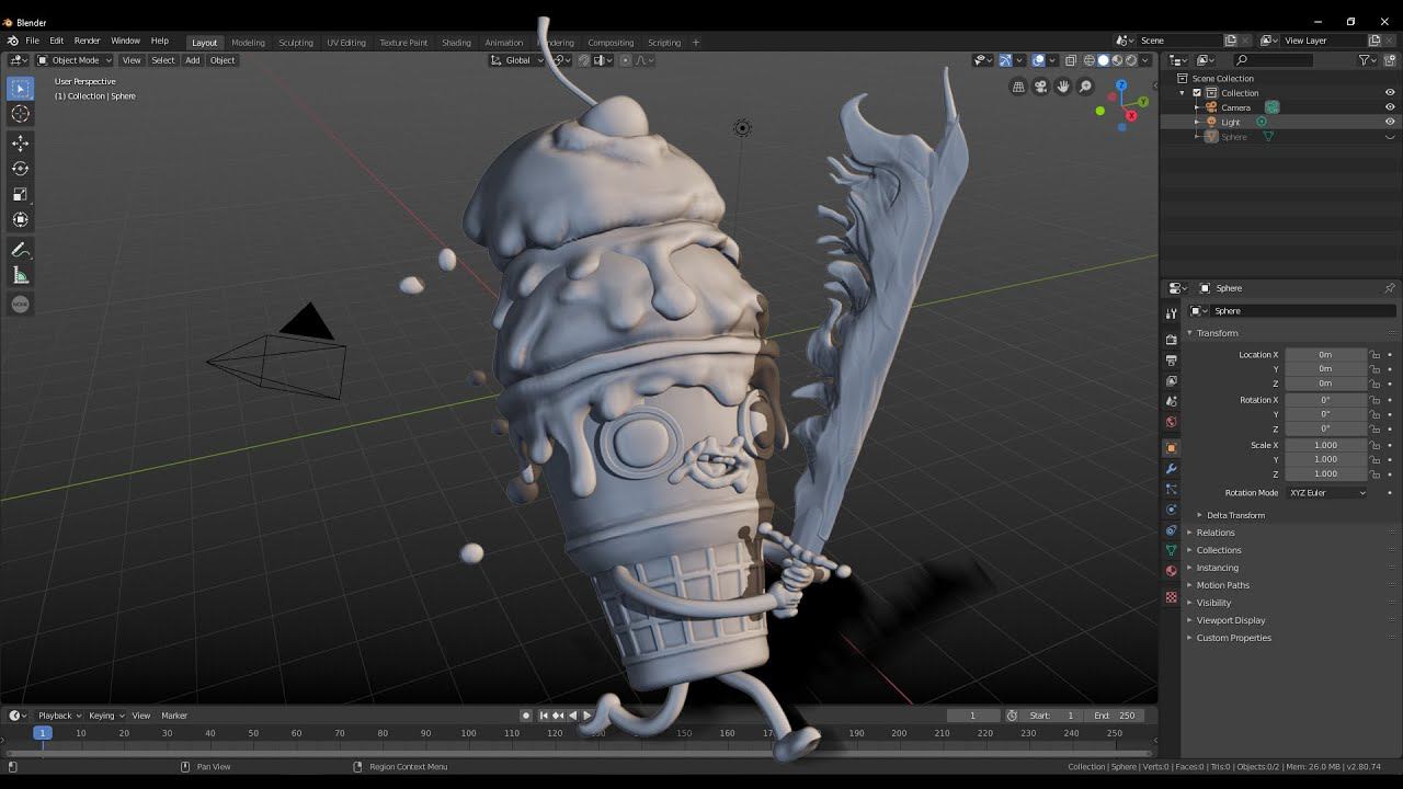 Battle IceCream Speedsculpt Timelapse (Blender 2.80) #3