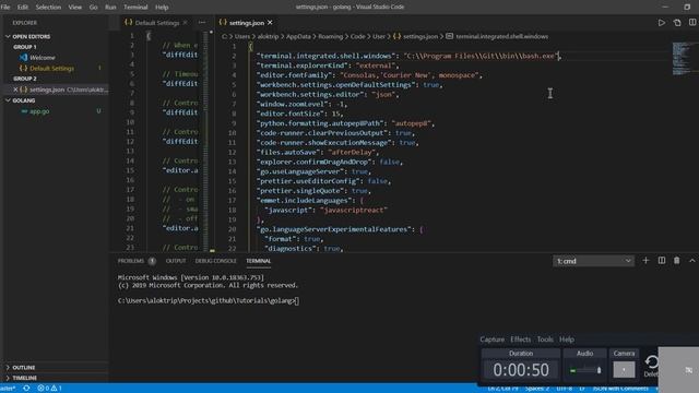 How to Integrate Git Bash in Visual Studio Code | 2020 | Alok Tripathi смотреть онлайн