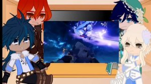 Genshin impact reaction to Lumine |×🇬🇧🇷🇺×| Genshin impact реакция на Люмин || 1/?