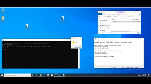 Microsoft Windows .Reg File Dialog Spoof / Mitigation Bypass / Windows Defender Bypass
