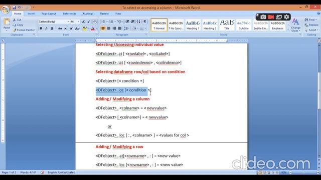 CBSE - Class 12 - Topic : DataFrame - Accessing or Selecting row or col , deleting смотреть онлайн
