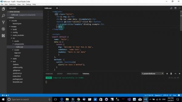 Vue.JS With Visual Studio Code - Basic Data binding
