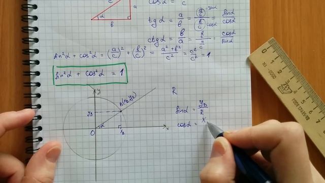 Тригонометрические функции (sin, cos, tg, ctg). Основное тригонометрическое тождество смотреть онлайн