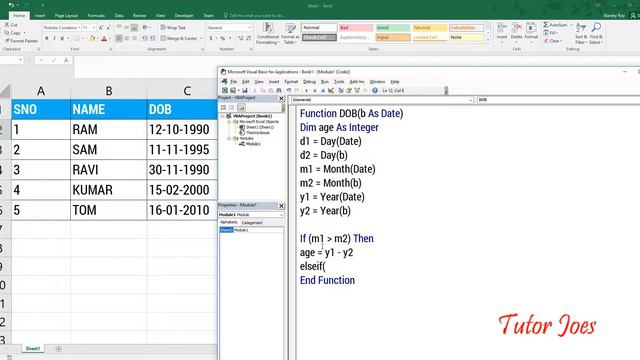 Age Calculator in Microsoft Excel VBA 2016 in Telugu |#DailyExcel|#TJEXCEL смотреть онлайн
