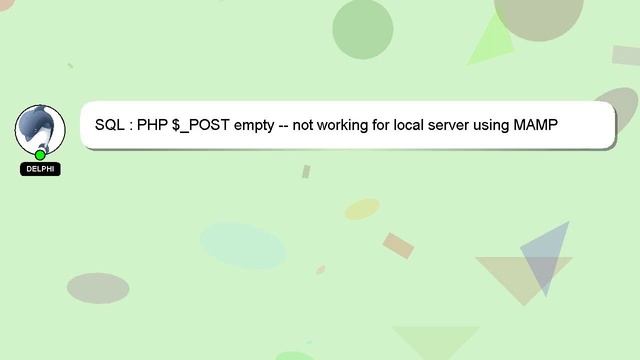 SQL : PHP $_POST empty -- not working for local server using MAMP смотреть онлайн