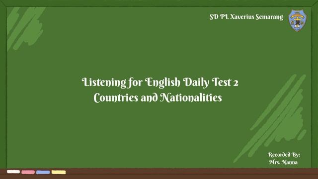 Listening for English Daily Test 2 (Nation and Nationality) - Grade 5 смотреть онлайн