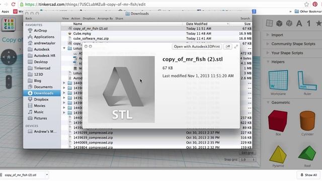Downloading An STL File From Tinkercad.