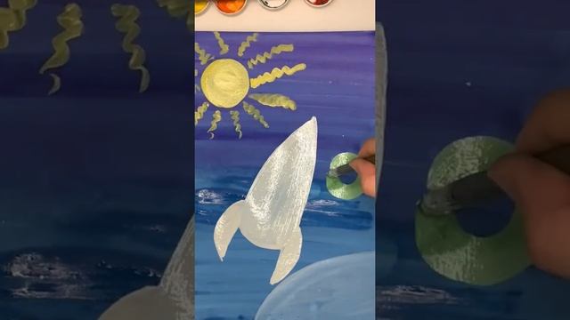 Рисуем ракету поэтапно. Как нарисовать ракету в космосе. Урок рисования для детей. Drawing rocket. смотреть онлайн