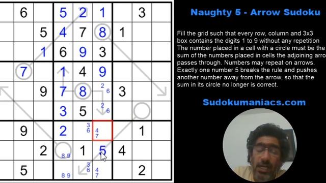 Naughty 5 Arrow Sudoku: A fun and tricky sudoku to solve. смотреть онлайн