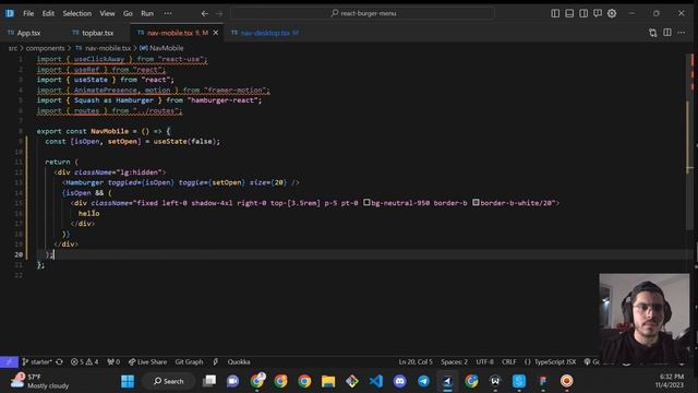 How to Create an Animated Hamburger Menu in React 2023 смотреть онлайн