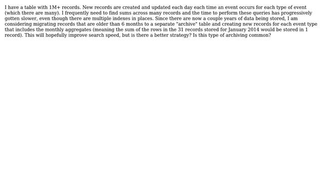 Postgres: Is migrating old records to separate table and creating new aggregated records a good... смотреть онлайн