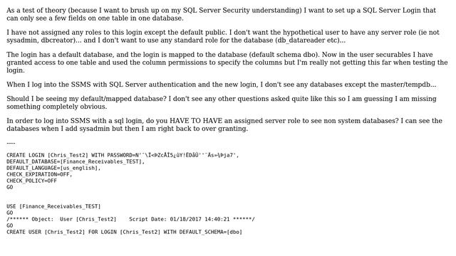 Databases: SQL Server Login can't see databases смотреть онлайн